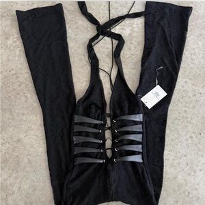 Black Lace-Up Jumpsuit